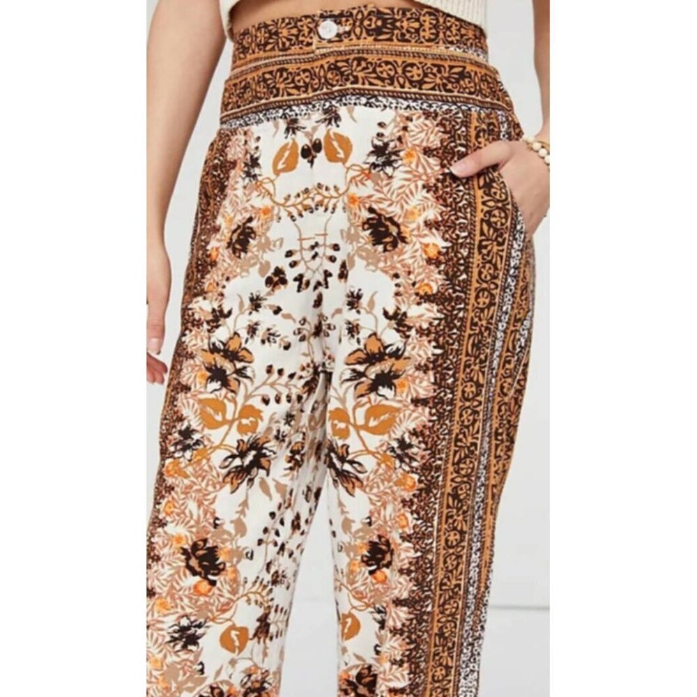 Anthropologie - Floral Print Linen Blend Joggers - Scarf Print - sz 4 - Picture 12 of 12